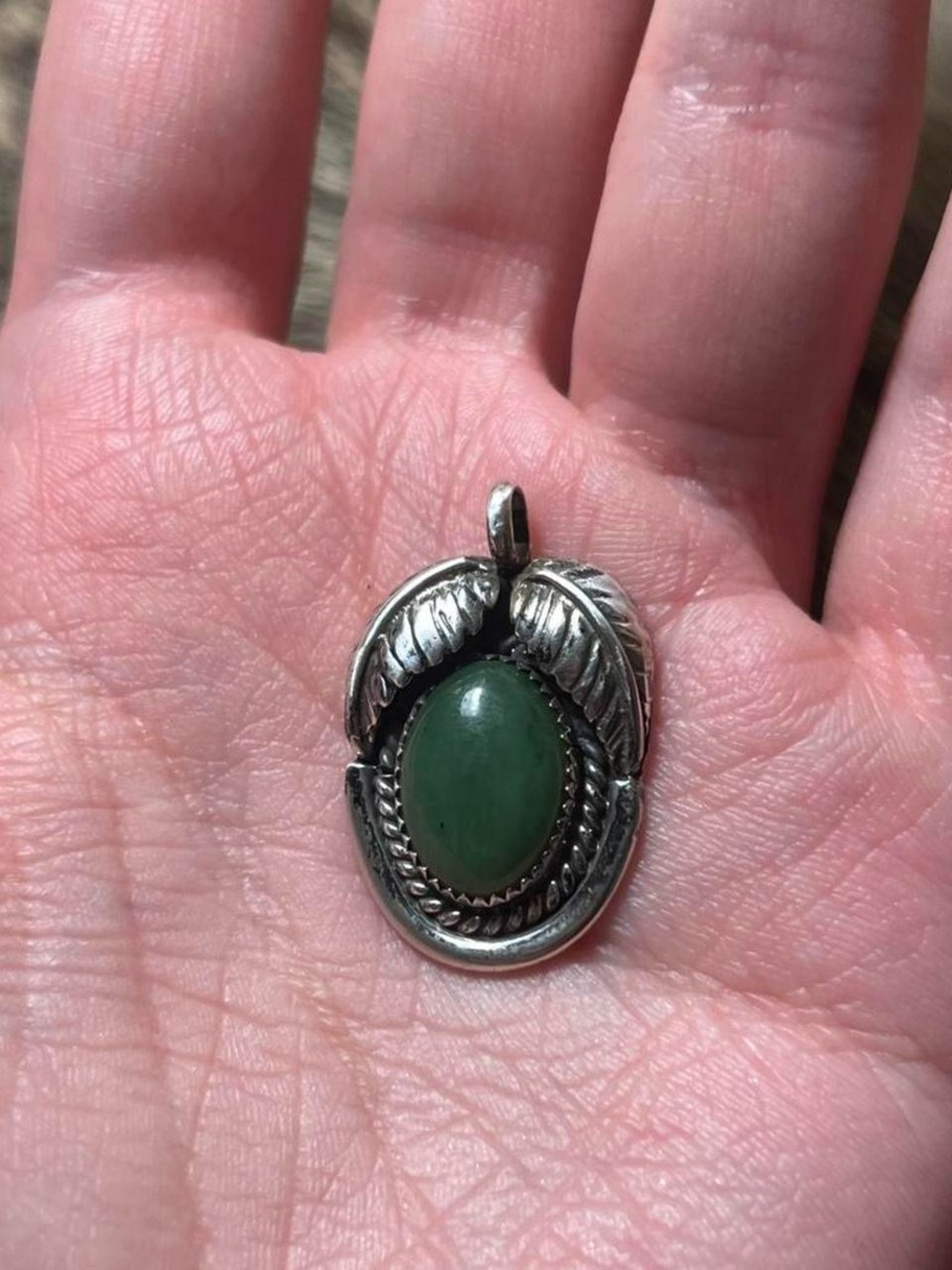 Sterling silver Native American Navajo (?) leaf pendant